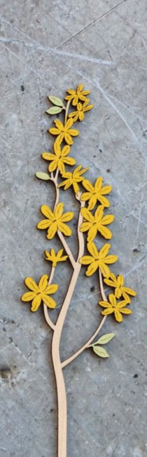 Hand Painted Wooden Winter Jasmine Flower Stem