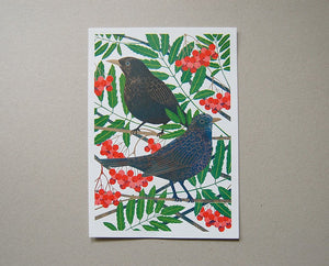 Blackbirds A4 Risograph Print