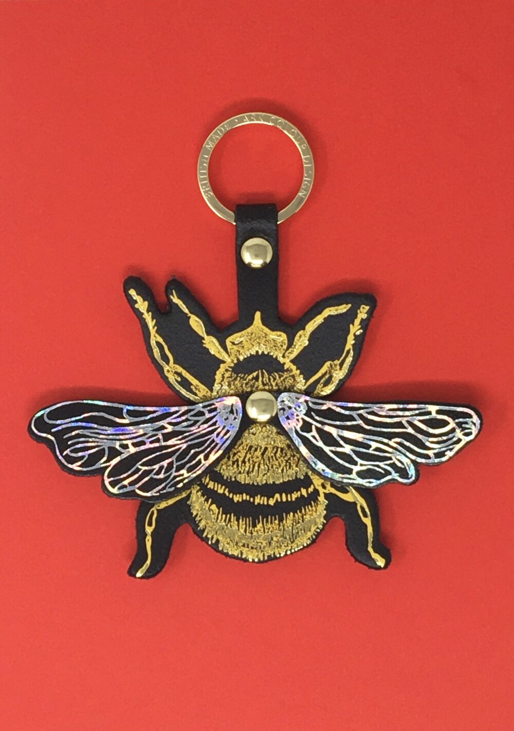 Leather Bee Key Fob