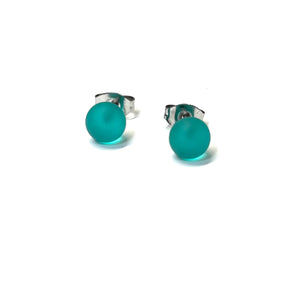 Frosted Glass Handmade Mini Stud Earrings, Various Colours Available