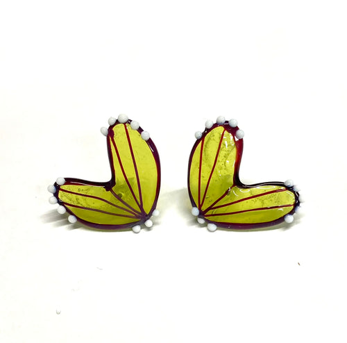 Handmade Chartreuse Glass Butterfly Wing Earrings