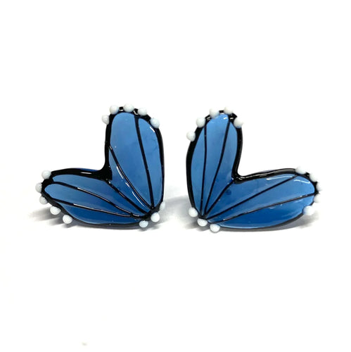 Handmade Blue Glass Butterfly Wings Earrings