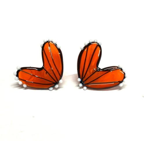 Handmade Orange Glass Butterfly Wing Earrings