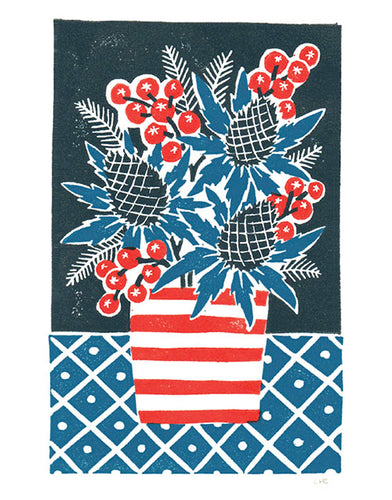 Thistle and Berries Christmas Card, Pack of 6