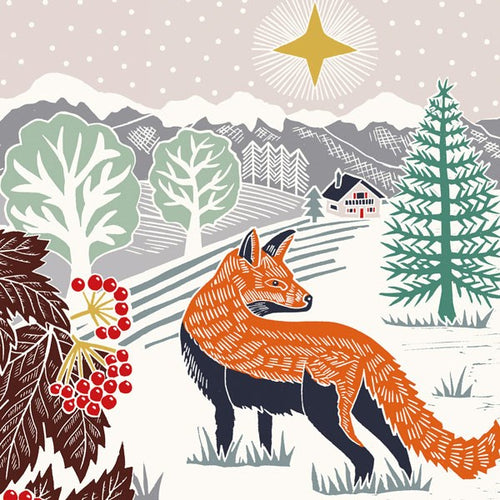 Fox and Landscape Christmas Cards, Pack of 6