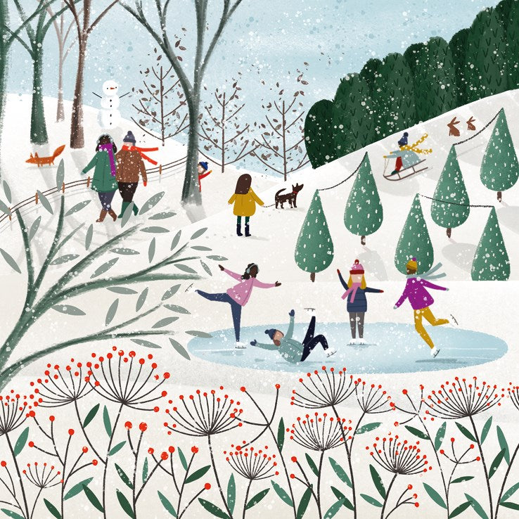 Snowy Scene Christmas Card, Pack of 6