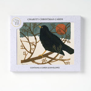 Blackbird in the Snow Christmas Card, Pack of 6